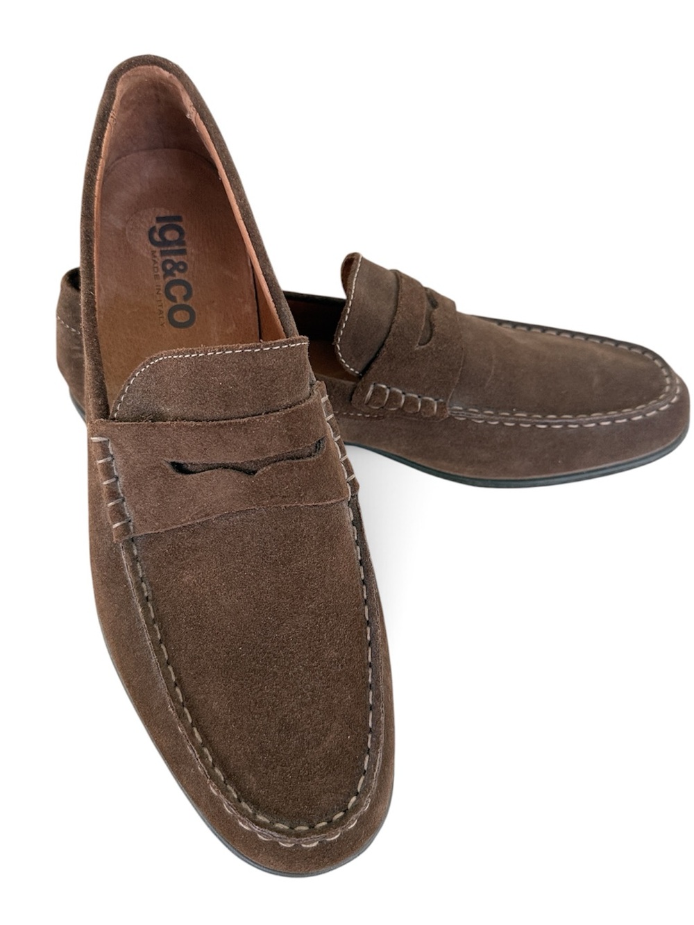 Igi&Co Brown Suede Penny Loafers for Men